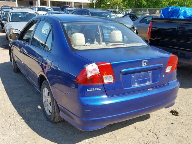 2HGES16354H643194 - 2004 HONDA CIVIC DX V BLUE photo 3