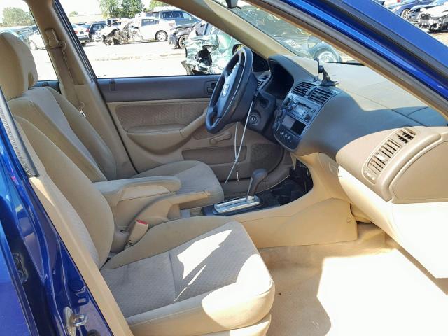 2HGES16354H643194 - 2004 HONDA CIVIC DX V BLUE photo 5