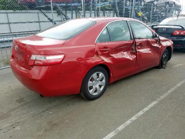 4T1BE46K78U227518 - 2008 TOYOTA CAMRY CE RED photo 4