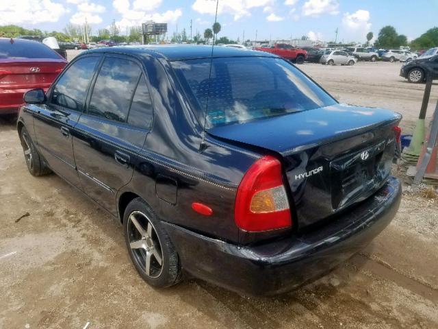 KMHCG45C72U282423 - 2002 HYUNDAI ACCENT GL BLACK photo 3