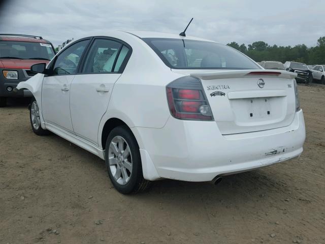 3N1AB6AP5CL629292 - 2012 NISSAN SENTRA 2.0 WHITE photo 3