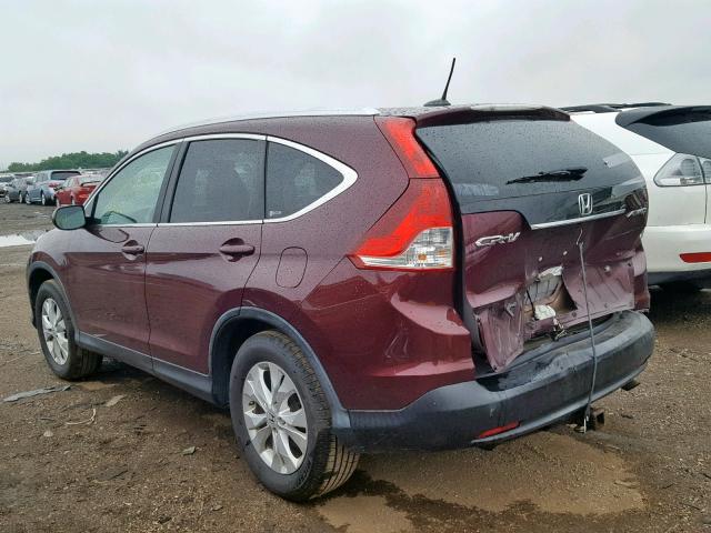 5J6RM4H73CL053471 - 2012 HONDA CR-V EXL MAROON photo 3