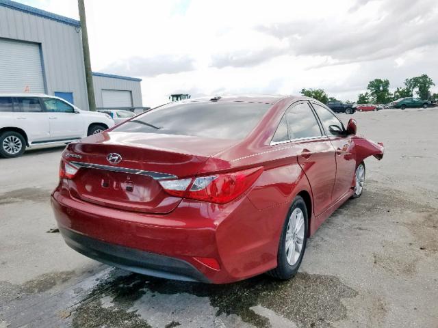 5NPEB4AC2EH926328 - 2014 HYUNDAI SONATA GLS RED photo 4