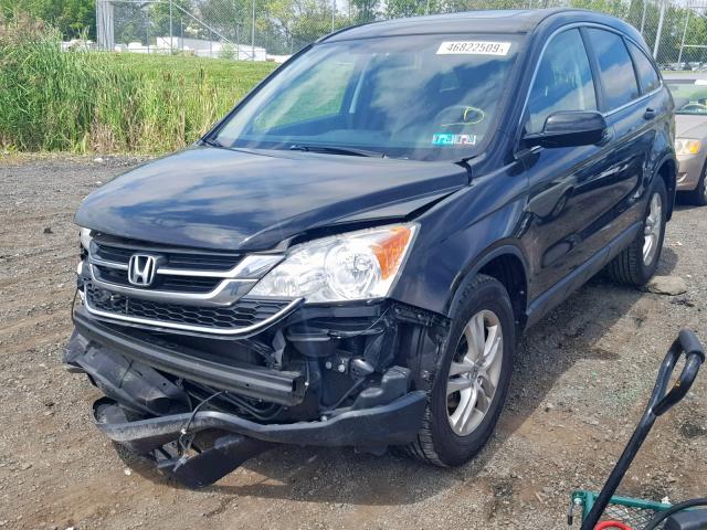 5J6RE4H70AL075843 - 2010 HONDA CR-V EXL BLACK photo 2