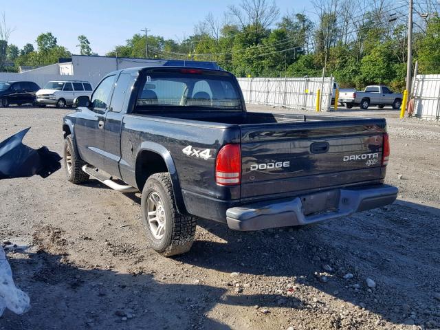 1D7HG12K04S748847 - 2004 DODGE DAKOTA SXT BLACK photo 3