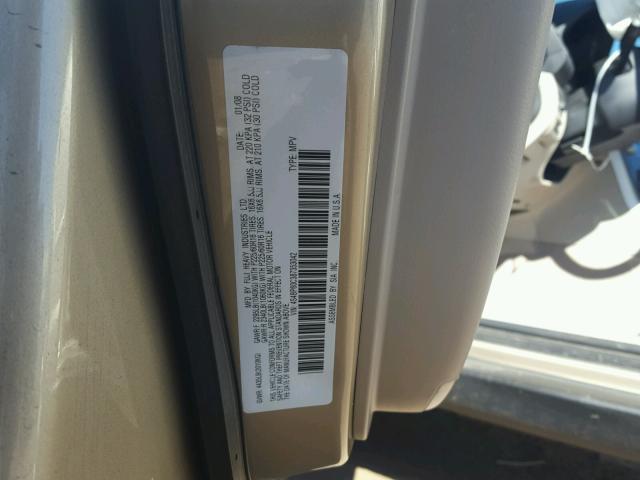 4S4BP60C387353042 - 2008 SUBARU OUTBACK GOLD photo 10