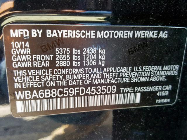 WBA6B8C59FD453509 - 2015 BMW 640 XI GRA BLUE photo 10