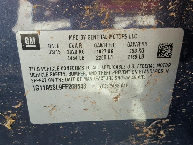 1G11A5SL9FF268548 - 2015 CHEVROLET MALIBU LS CHARCOAL photo 10