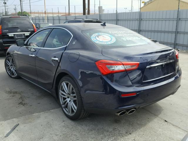 ZAM57XSA7G1169965 - 2016 MASERATI GHIBLI BLUE photo 3