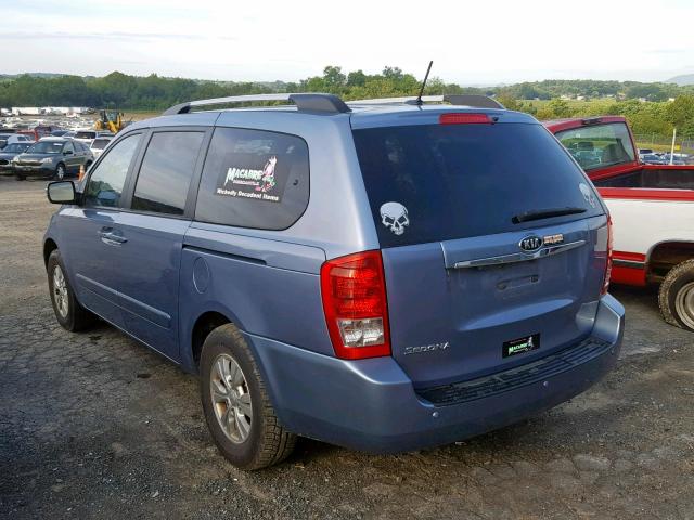 KNDMG4C72C6495557 - 2012 KIA SEDONA LX BLUE photo 3