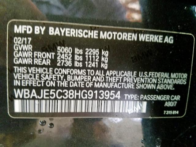 WBAJE5C38HG913954 - 2017 BMW 540 I BLACK photo 10