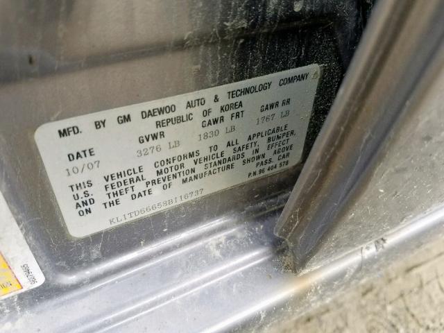 KL1TD66658B116737 - 2008 CHEVROLET AVEO BASE Boz foto 10