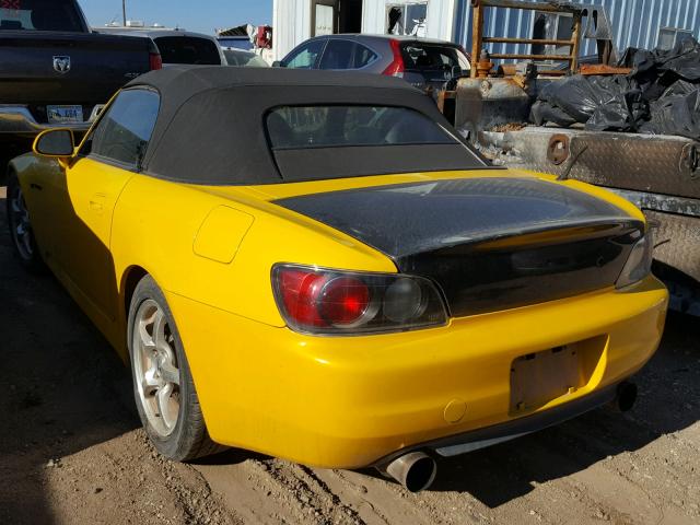 JHMAP11452T007792 - 2002 HONDA S2000 YELLOW photo 3