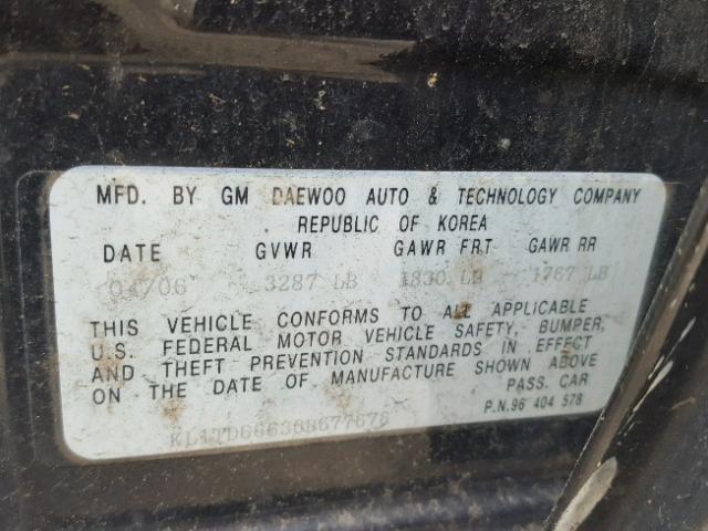 KL1TD66636B677676 - 2006 CHEVROLET AVEO BASE Qara foto 10