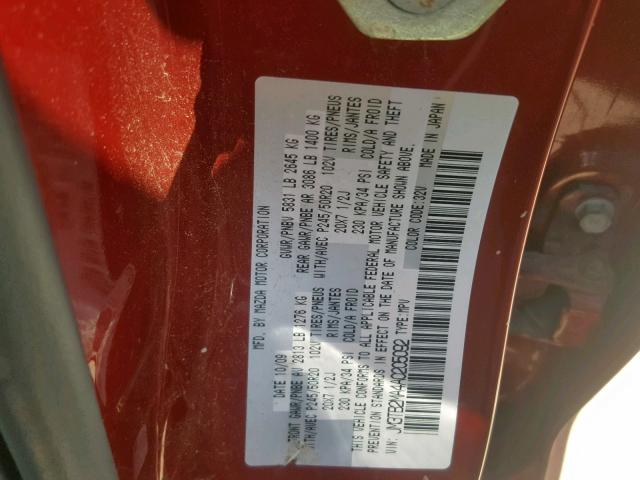 JM3TB2MA4A0205092 - 2010 MAZDA CX-9 RED photo 10