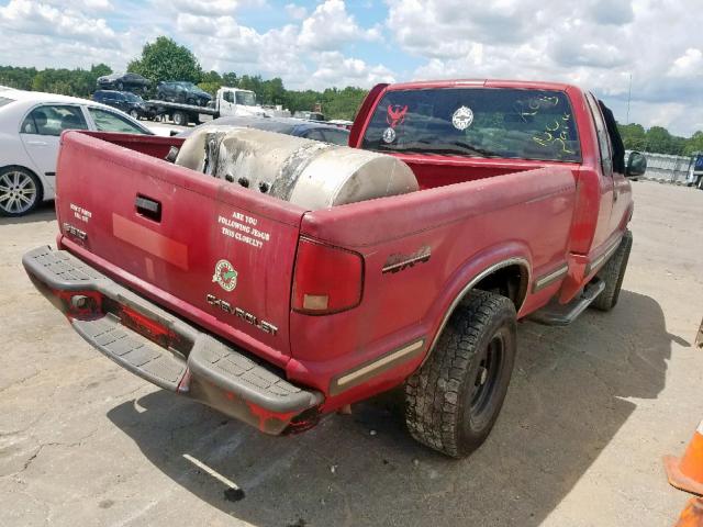 1GCDT19X9W8140282 - 1998 CHEVROLET S TRUCK S1 RED photo 4