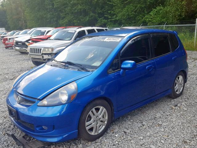 JHMGD38658S021096 - 2008 HONDA FIT SPORT BLUE photo 2