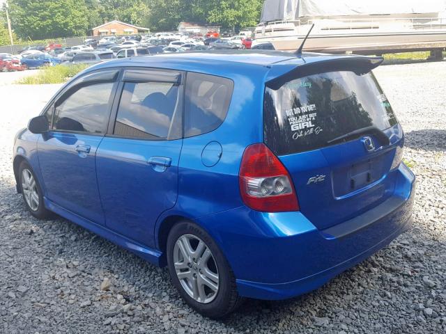 JHMGD38658S021096 - 2008 HONDA FIT SPORT BLUE photo 3