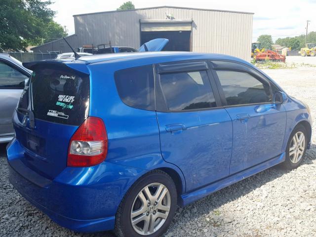 JHMGD38658S021096 - 2008 HONDA FIT SPORT BLUE photo 4