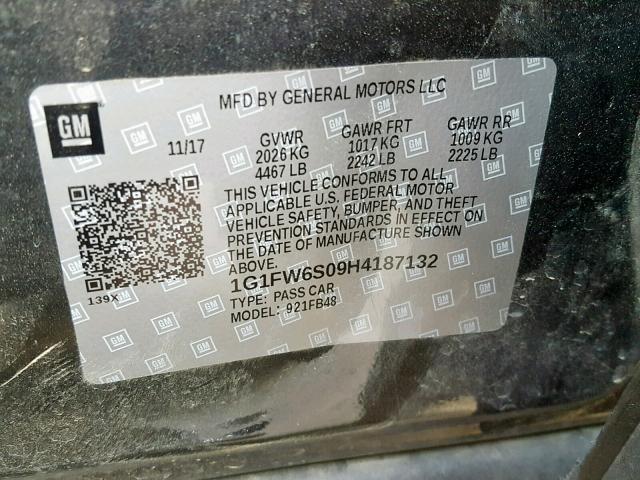 1G1FW6S09H4187132 - 2017 CHEVROLET BOLT EV LT GRAY photo 10