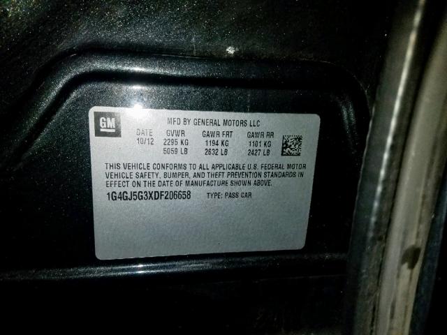 1G4GJ5G3XDF206658 - 2013 BUICK LACROSSE T BLACK photo 10