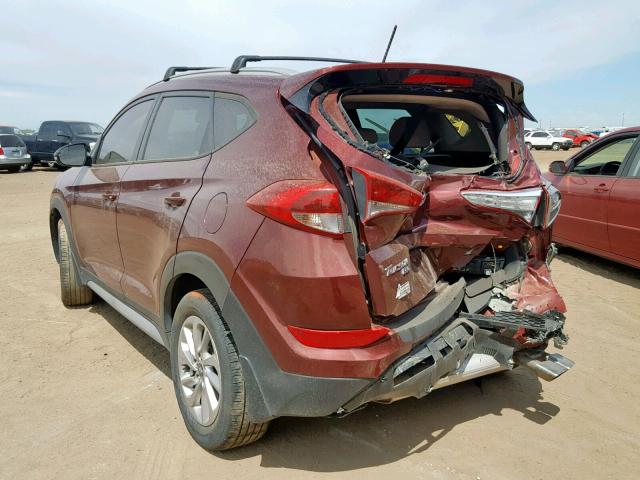 KM8J3CA28HU420988 - 2017 HYUNDAI TUCSON LIM MAROON photo 3