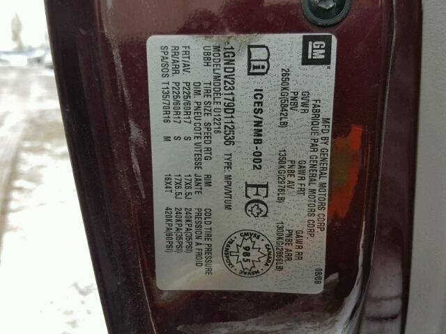 1GNDV23179D112536 - 2009 CHEVROLET UPLANDER L ბურგუნდია ფოტო 10