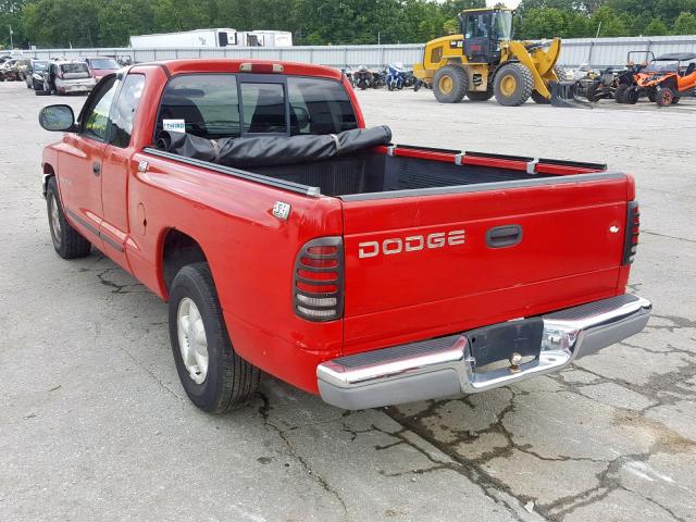 1B7GL22X1WS505411 - 1998 DODGE DAKOTA RED photo 3