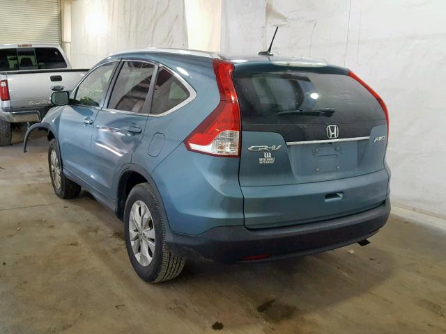 2HKRM4H76DH692147 - 2013 HONDA CR-V EXL BLUE photo 3