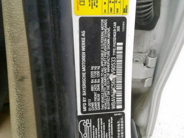 WBAVM5C56DVV90533 - 2013 BMW X1 XDRIVE3 WHITE photo 10