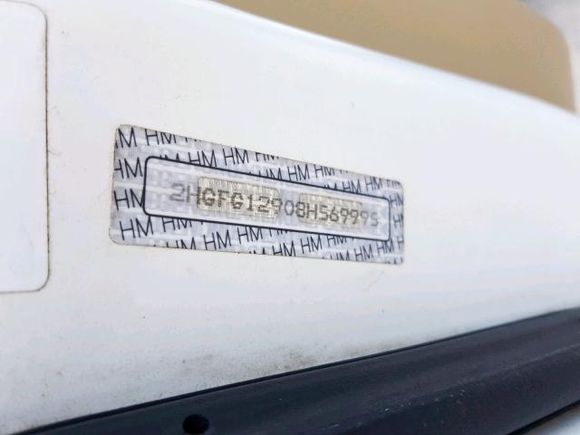 2HGFG12908H569995 - 2008 HONDA CIVIC EXL 白色 照片 10