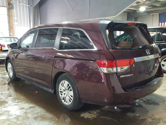 5FNRL5H2XEB017186 - 2014 HONDA ODYSSEY LX MAROON photo 3