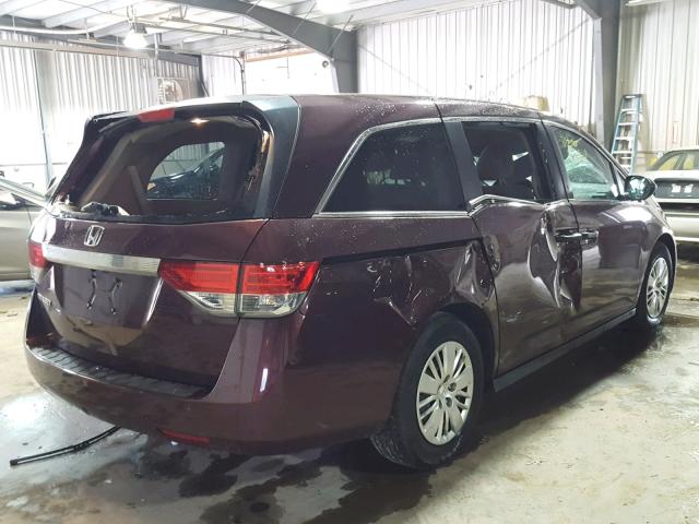 5FNRL5H2XEB017186 - 2014 HONDA ODYSSEY LX MAROON photo 4