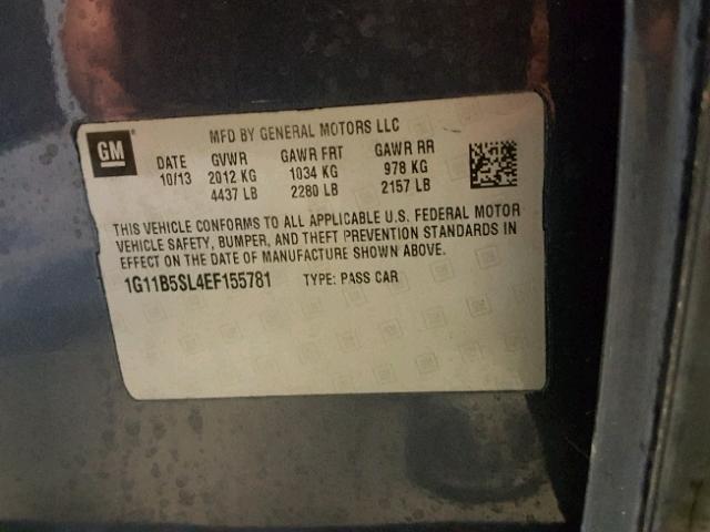 1G11B5SL4EF155781 - 2014 CHEVROLET MALIBU LS 蓝色 照片 10