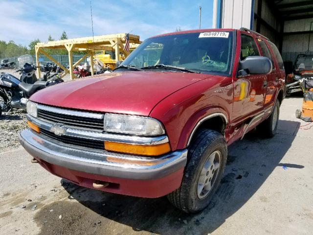 1GNDT13W7X2172126 - 1999 CHEVROLET BLAZER RED photo 2