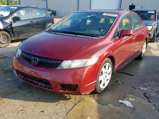 2HGFA16579H363003 - 2009 HONDA CIVIC LX RED photo 2