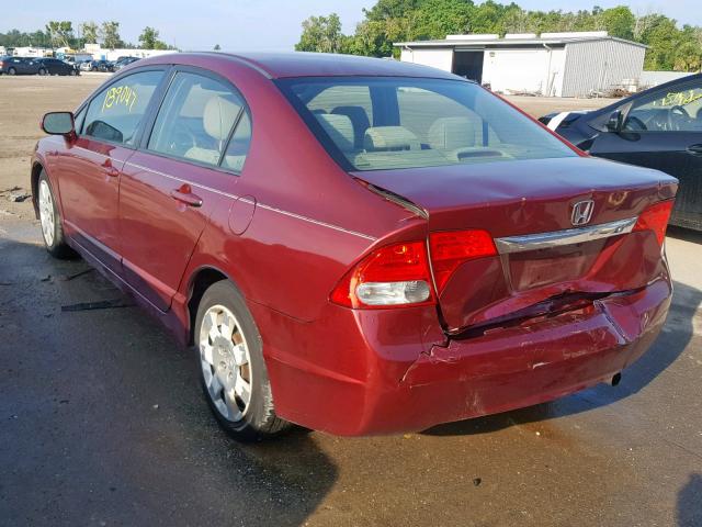 2HGFA16579H363003 - 2009 HONDA CIVIC LX RED photo 3