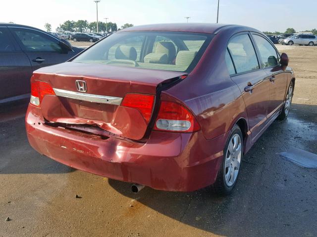 2HGFA16579H363003 - 2009 HONDA CIVIC LX RED photo 4