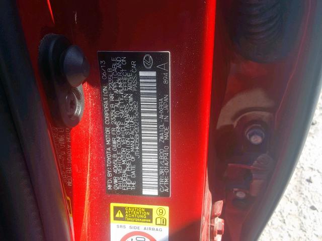 JTHKD5BH2D2156482 - 2013 LEXUS CT 200 RED photo 10