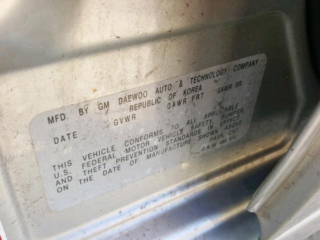 KL1TD666X6B544011 - 2006 CHEVROLET AVEO BASE ვერცხლისფერი ფოტო 10