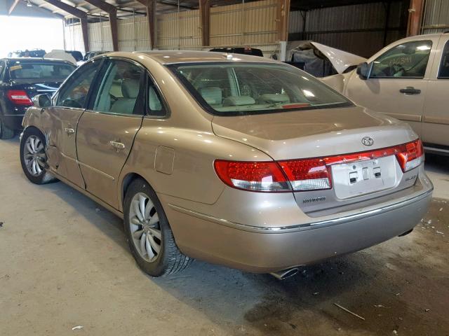 KMHFC46F98A250293 - 2008 HYUNDAI AZERA SE GOLD photo 3