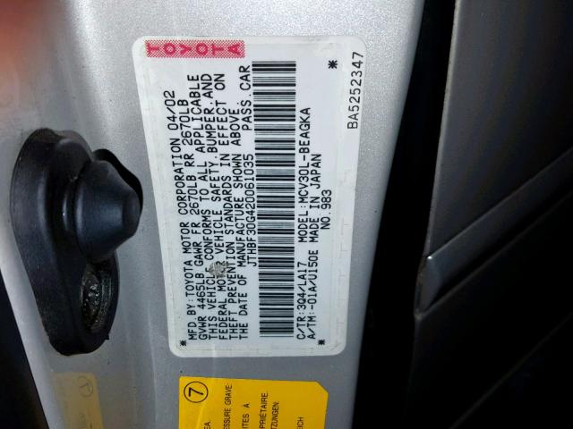 JTHBF30G420061035 - 2002 LEXUS ES 300 TAN photo 10