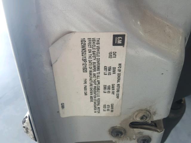 1G2WK52J13F121620 - 2003 PONTIAC GRAND PRIX ვერცხლისფერი ფოტო 10