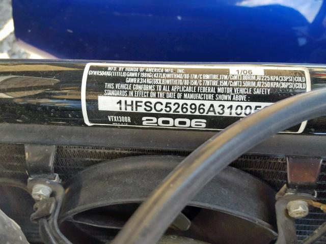 1HFSC52696A310056 - 2006 HONDA VTX1300 R BLUE photo 10