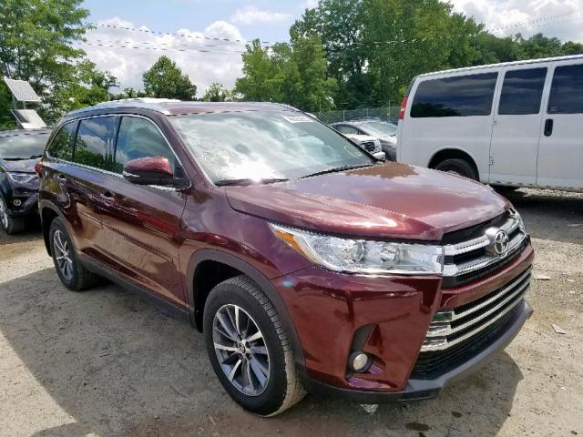 5TDJZRFH4KS920032 - 2019 TOYOTA HIGHLANDER BURGUNDY photo 1