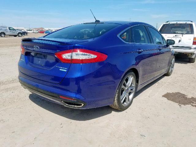 3FA6P0K9XDR140621 - 2013 FORD FUSION TIT BLUE photo 4