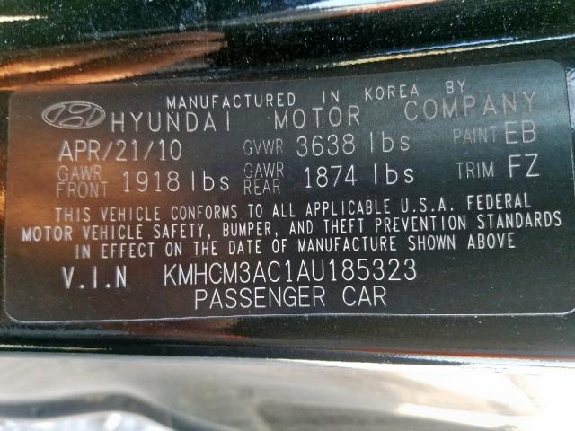 KMHCM3AC1AU185323 - 2010 HYUNDAI ACCENT BLU BLACK photo 10