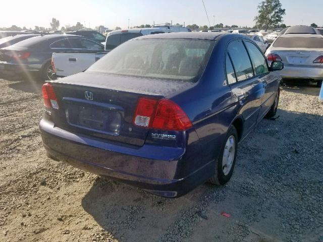 JHMES96625S013407 - 2005 HONDA CIVIC HYBR BLUE photo 4