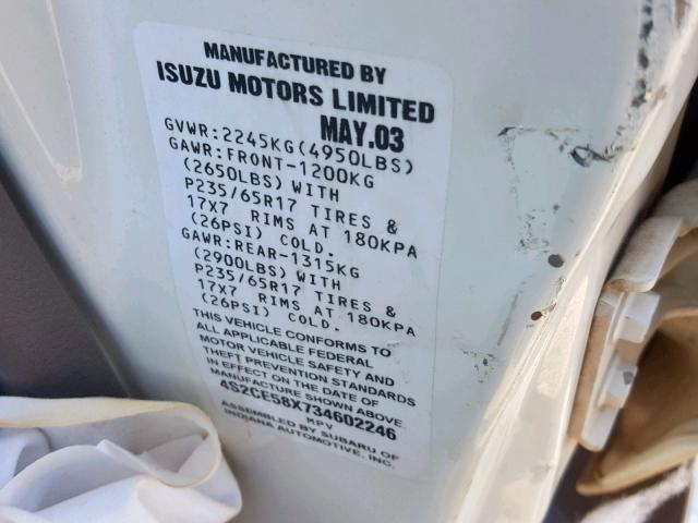 4S2CE58X734602246 - 2003 ISUZU AXIOM XS Ağ foto 10