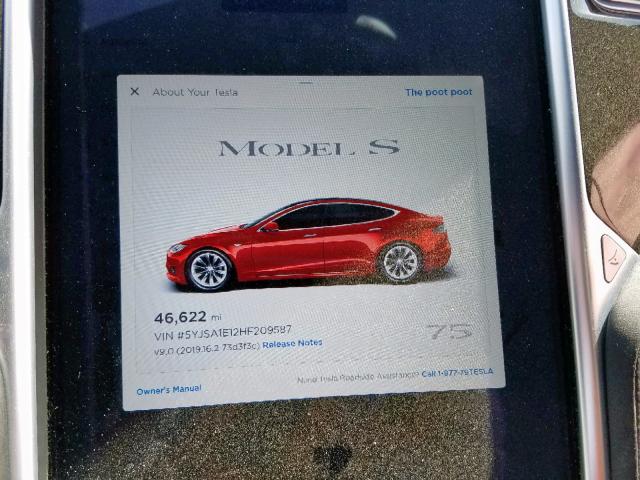 5YJSA1E12HF209587 - 2017 TESLA MODEL S RED photo 8